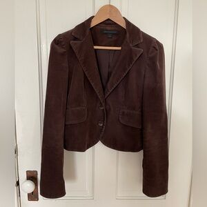 Express cropped chocolate brown fine wale corduroy blazer, sz 0